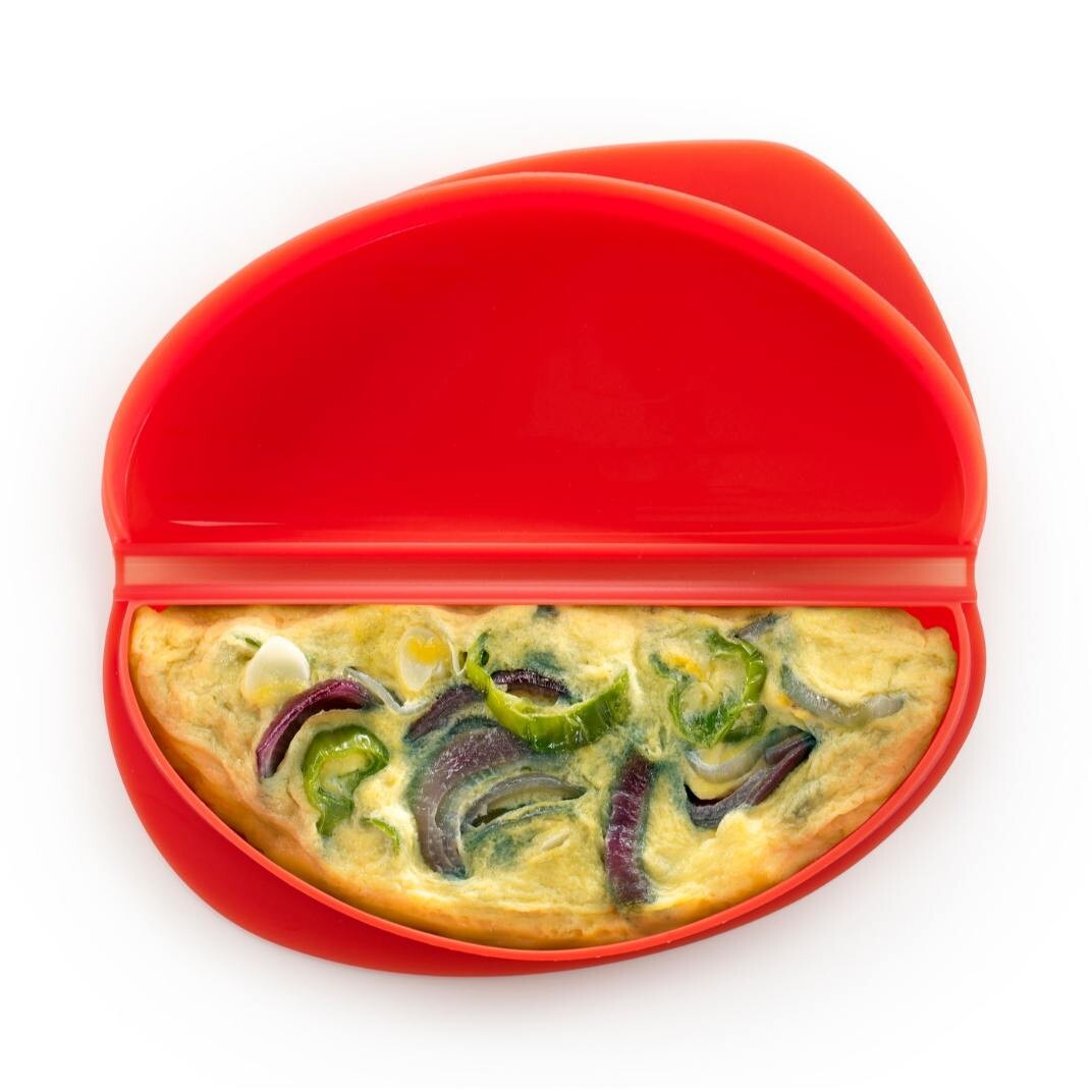 Nádoba na prípravu omelety do mikrovlnnej rúry 23 cm, červená, silikón, Lékué