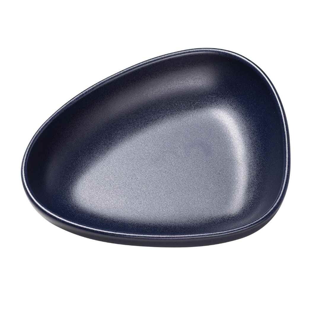 Hlboký tanier CURVE 22 cm, námornícka modrá, kamenina, LIND DNA