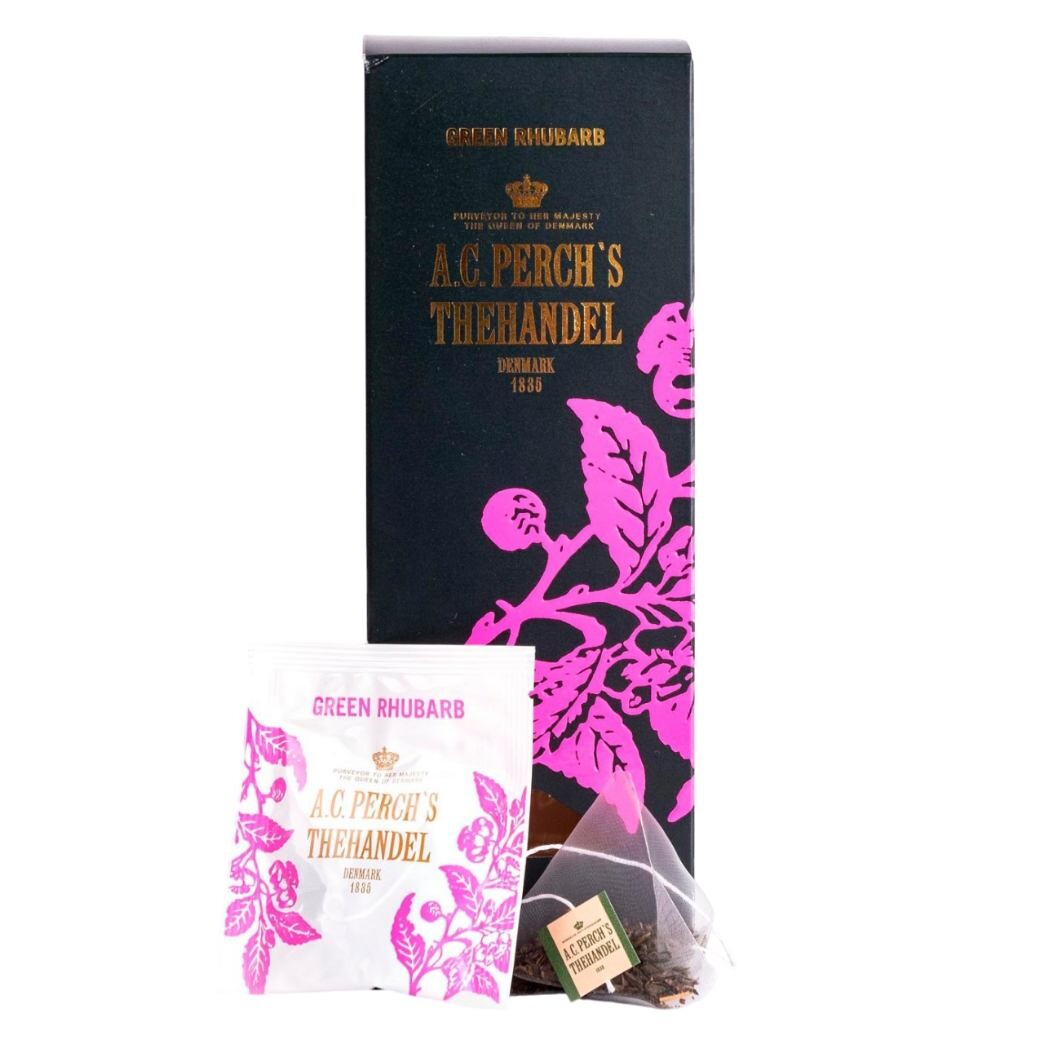 Zelený čaj GREEN RHUBARB, 25 čajových vrecúšok, A.C. Perch's Thehandel