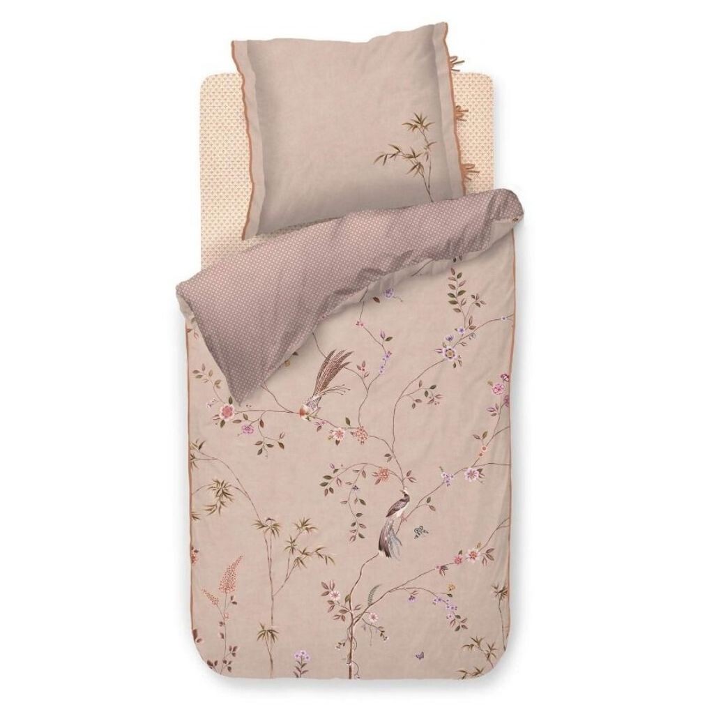 Posteľná bielizeň pre jedno lôžko BAMBOO BLOSSOM 140 x 200 cm, khaki, bavlnený perkál, Pip Studio