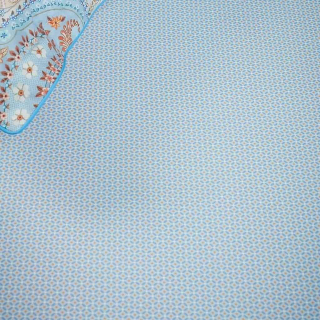 Posteľná strečová plachta na jedno lôžko CROSS STITCH 90 x 200 cm, šedo-modrá, bavlnený perkál, Pip Studio