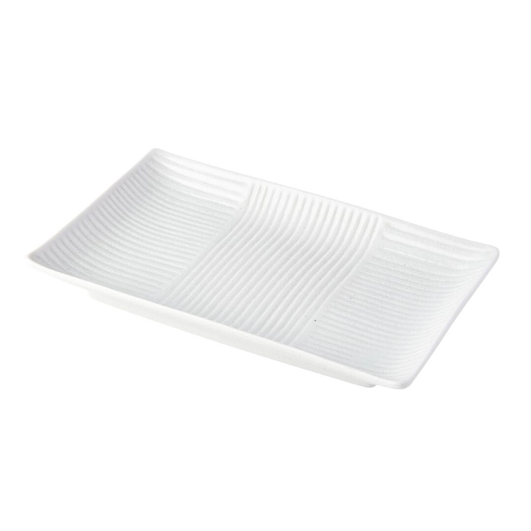 Servírovací tanier LINES WHITE 21 x 13 cm, biela, keramika, MIJ