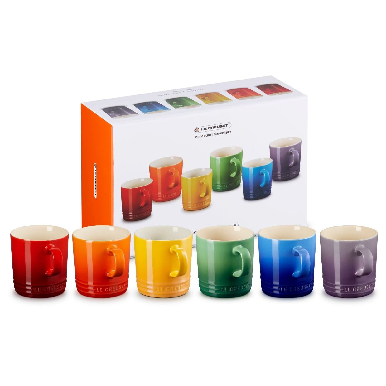 Hrnček 350 ml, sada 6 ks, RAINBOW, kamenina, Le Creuset