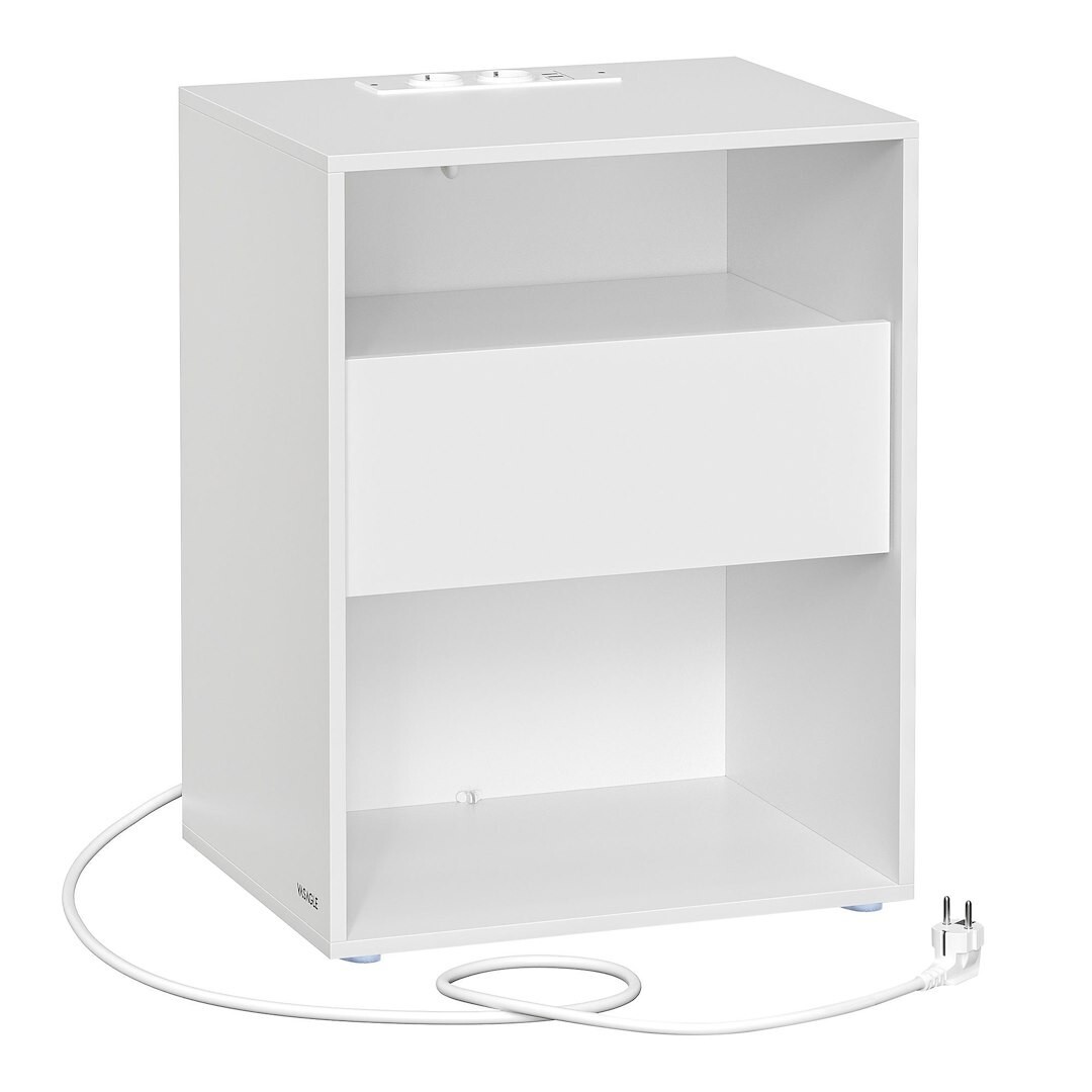Noční stolek Vasagle Adar s nabíjecí stanicí bílý
