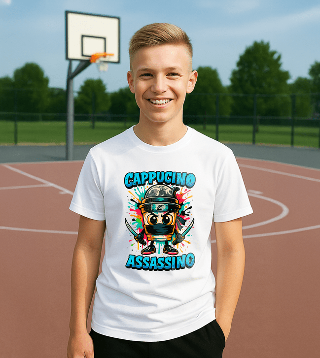 Cappucino Assassino 2 tričko biele - Italian Brainrot - 5XS (116)