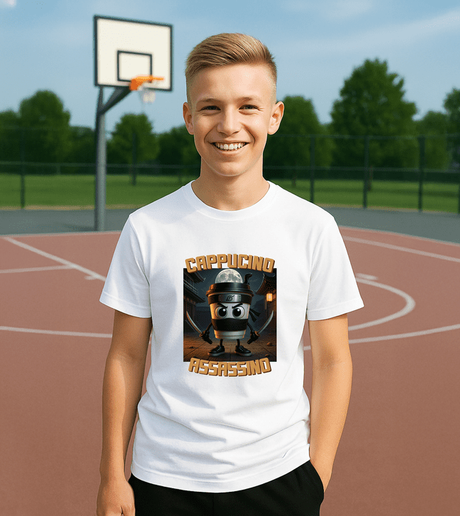 Cappucino Assassino tričko biele - Italian Brainrot - 5XS (116)