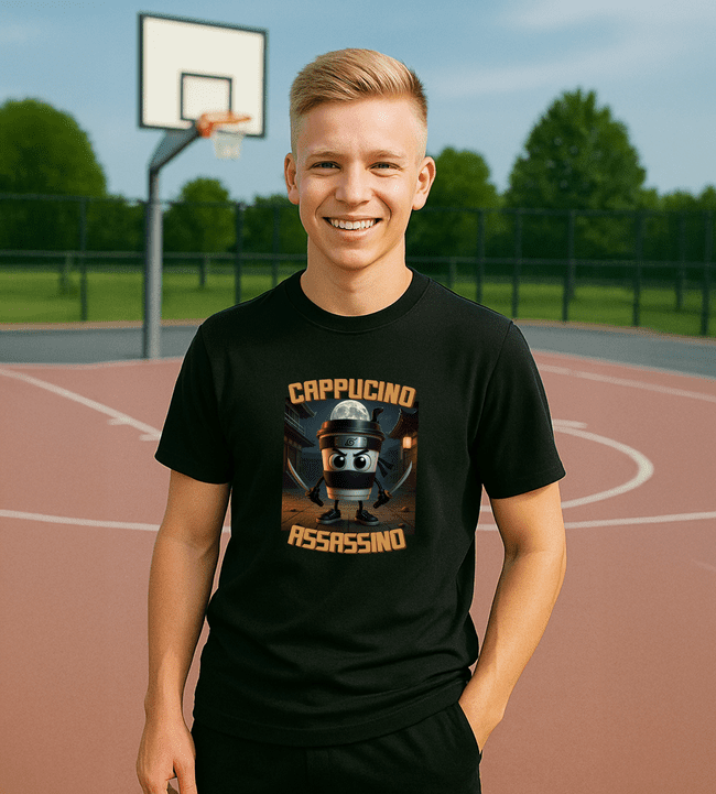 Cappucino Assassino tričko čierne - Italian Brainrot - 5XS (116)