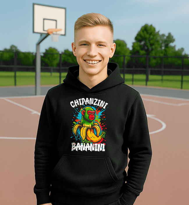Chimpanzii Banani 2 mikina čierna - Italian Brainrot - 5XS (116)