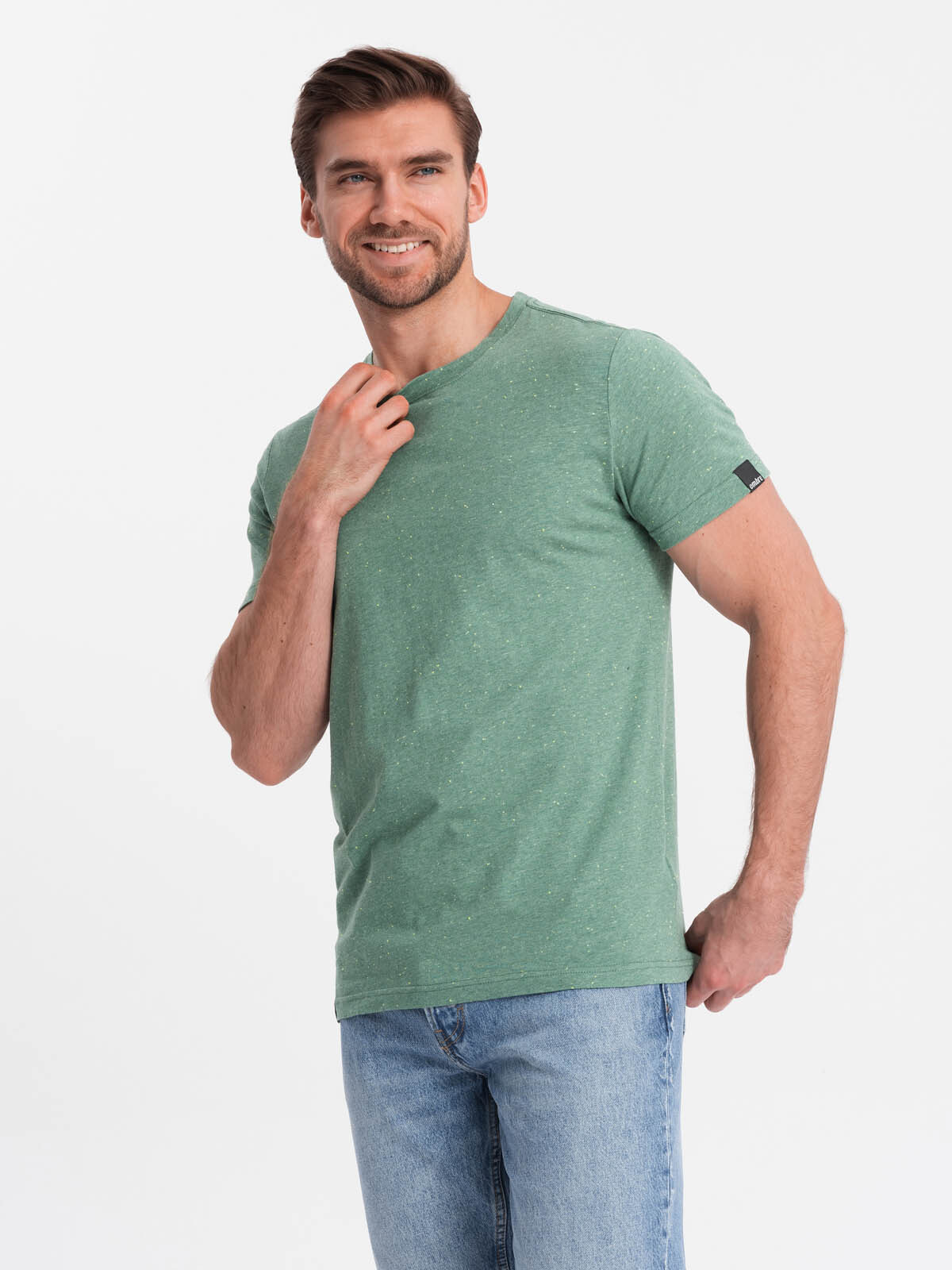 Ombre Men's t-shirt with decorative confetti effect - green