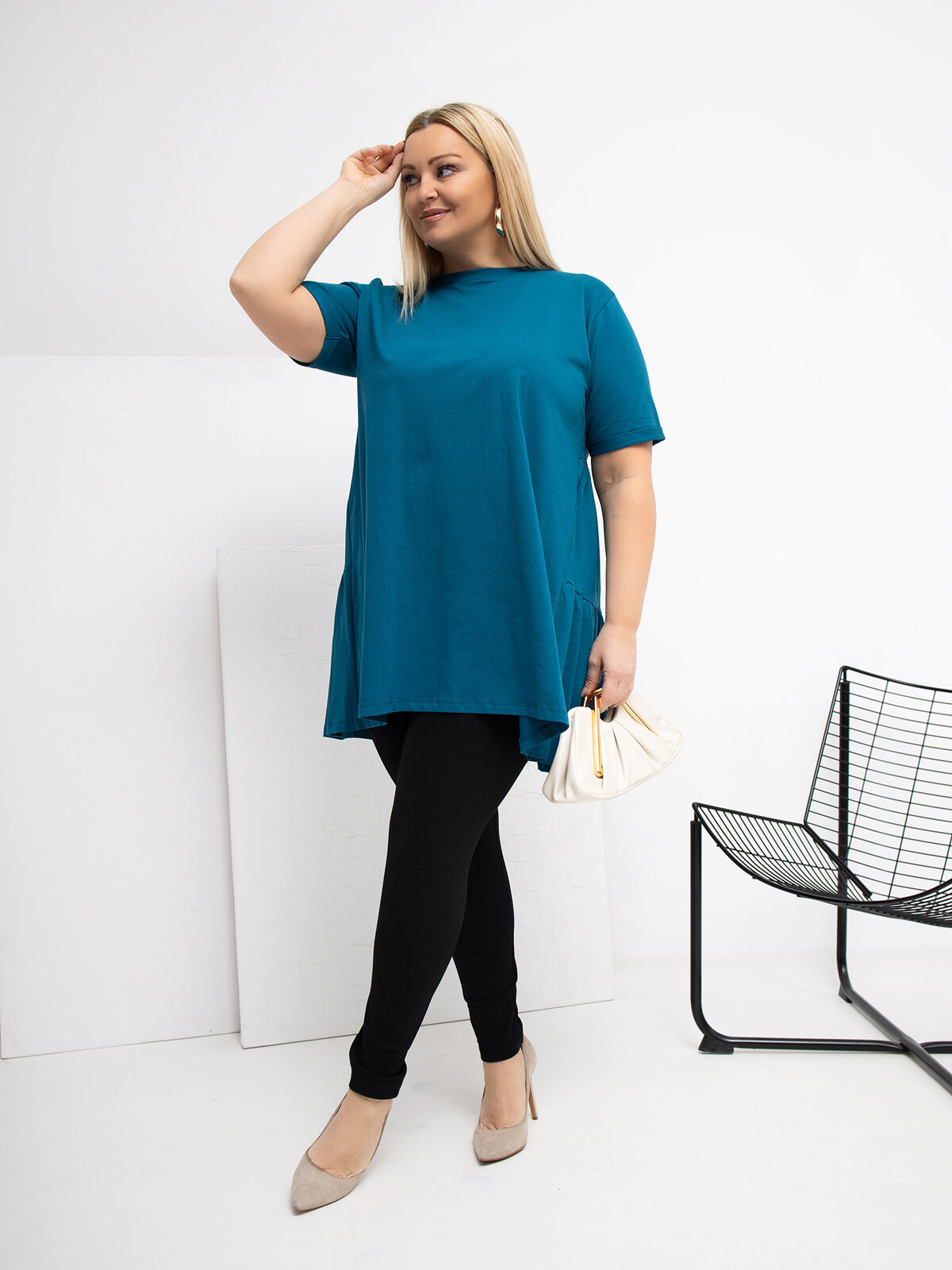 Plus size blúzka v modrej farbe