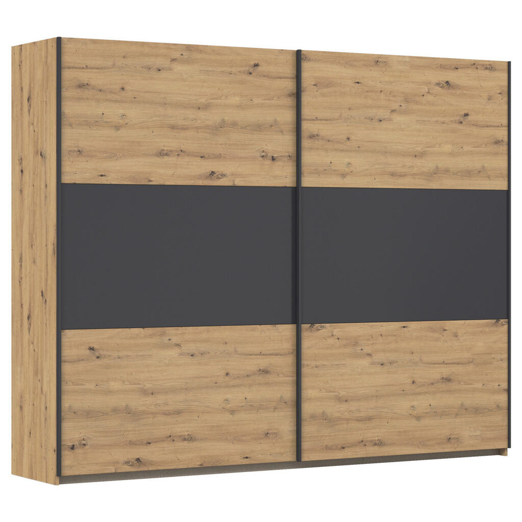 Rauch Möbel ŠAT. SKRIŇA S POSUV. DVERAMI, sivá, hliníková, dub artisan, 261/210/59 cm