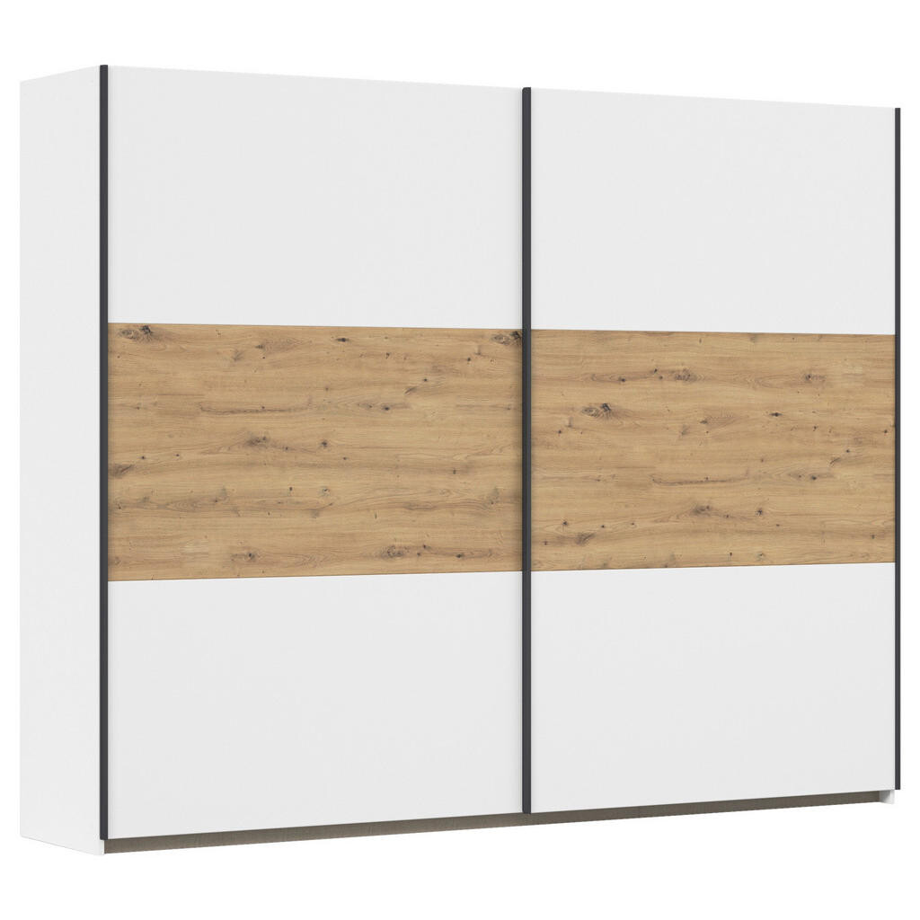 Rauch Möbel ŠAT. SKRIŇA S POSUV. DVERAMI, biela, dub artisan, 261/210/59 cm