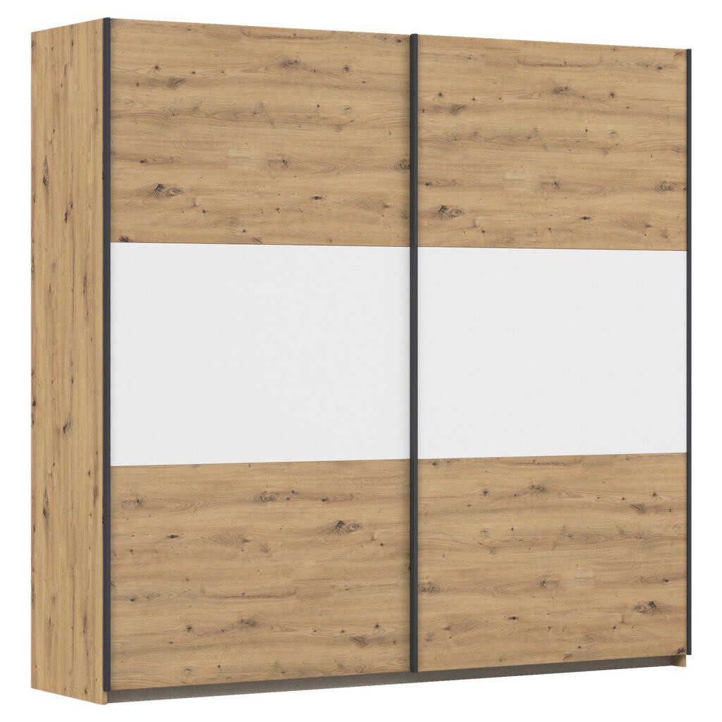 Rauch Möbel ŠAT. SKRIŇA S POSUV. DVERAMI, biela, hliníková, dub artisan, 218/210/59 cm