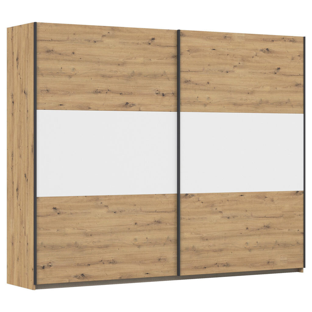 Rauch Möbel ŠAT. SKRIŇA S POSUV. DVERAMI, biela, hliníková, dub artisan, 261/210/59 cm