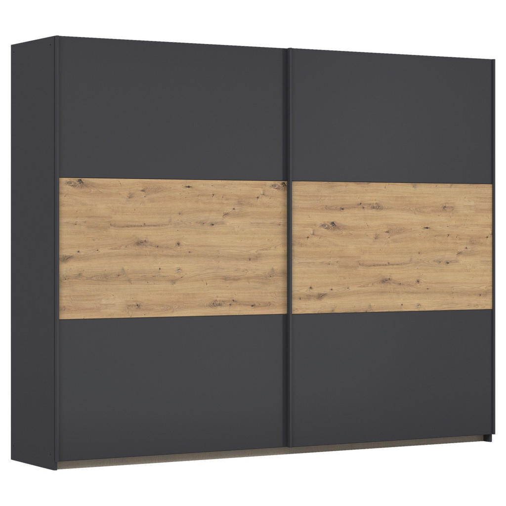 Rauch Möbel ŠAT. SKRIŇA S POSUV. DVERAMI, sivá, dub artisan, 261/210/59 cm