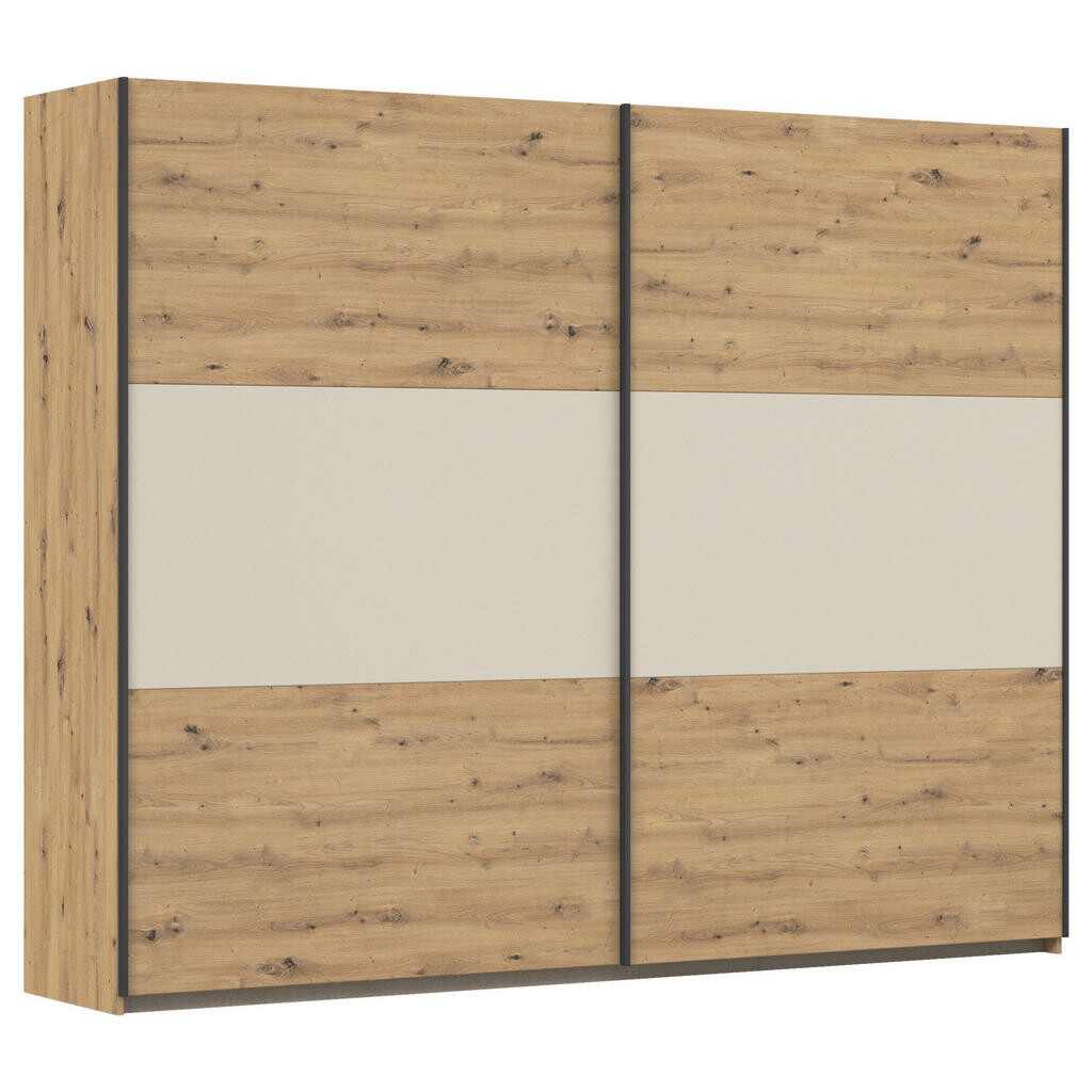 Rauch Möbel ŠAT. SKRIŇA S POSUV. DVERAMI, hliníková, šampanská, dub artisan, 261/210/59 cm