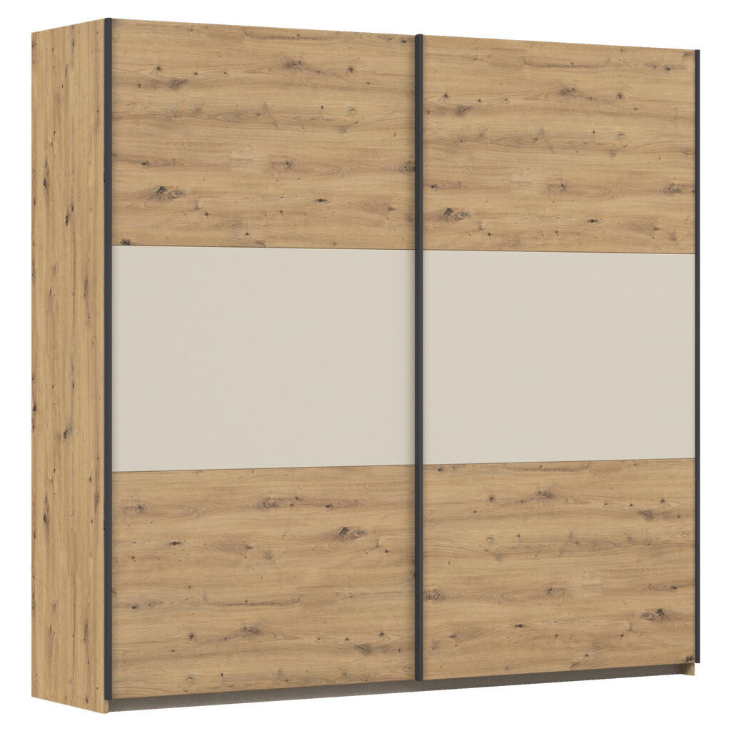 Rauch Möbel ŠAT. SKRIŇA S POSUV. DVERAMI, hliníková, šampanská, dub artisan, 218/210/59 cm