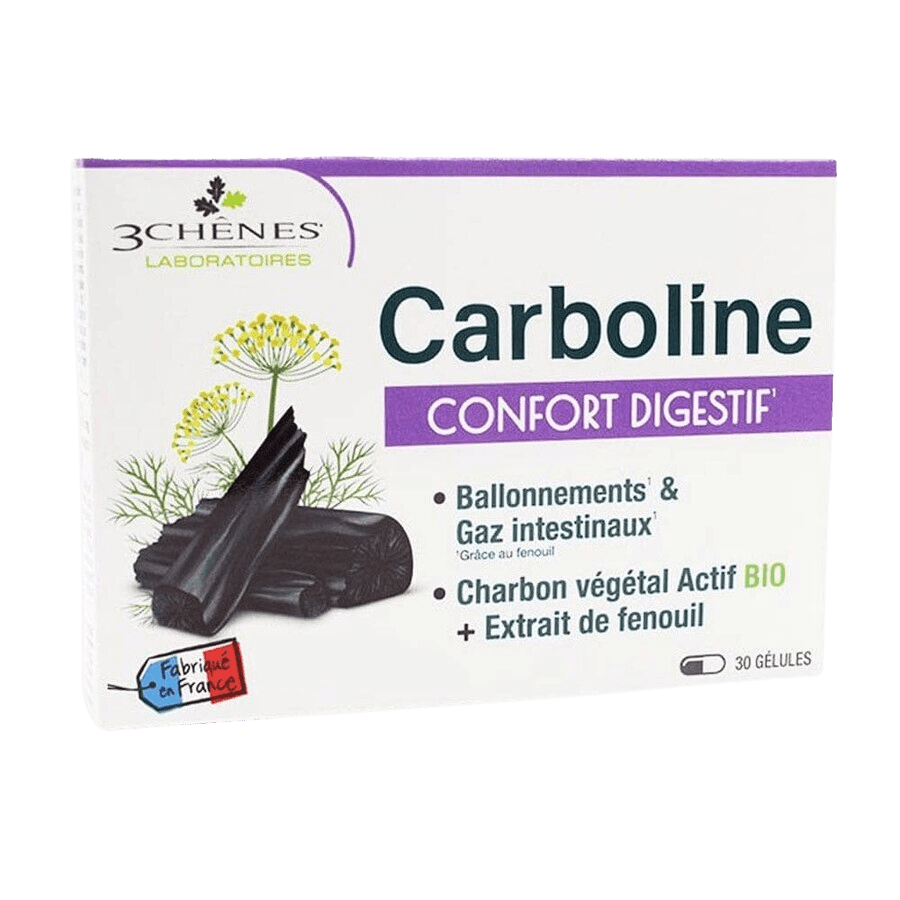 CARBOLINE Comfort Digestif rastlinné uhlie 30 kapsúl
