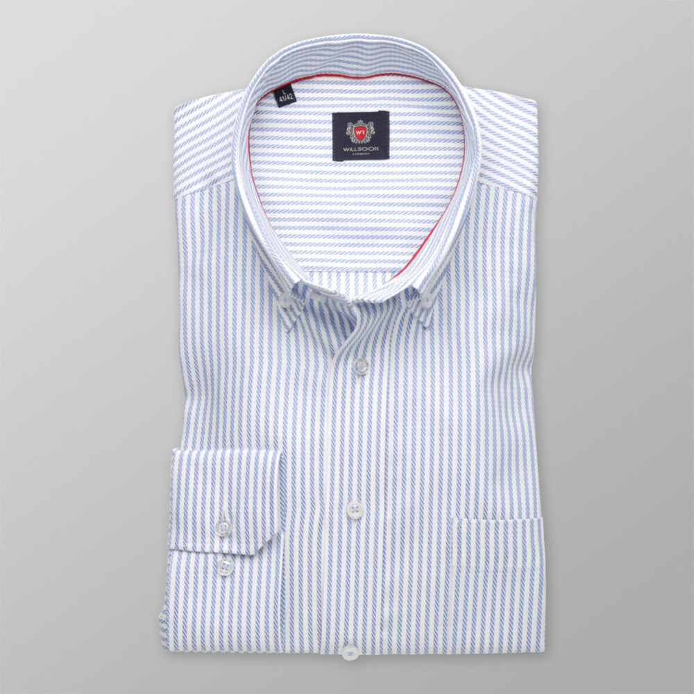 Pánska klasická košeľa London (výška 176-182) 8264 s pásikmi a úpravou two-ply