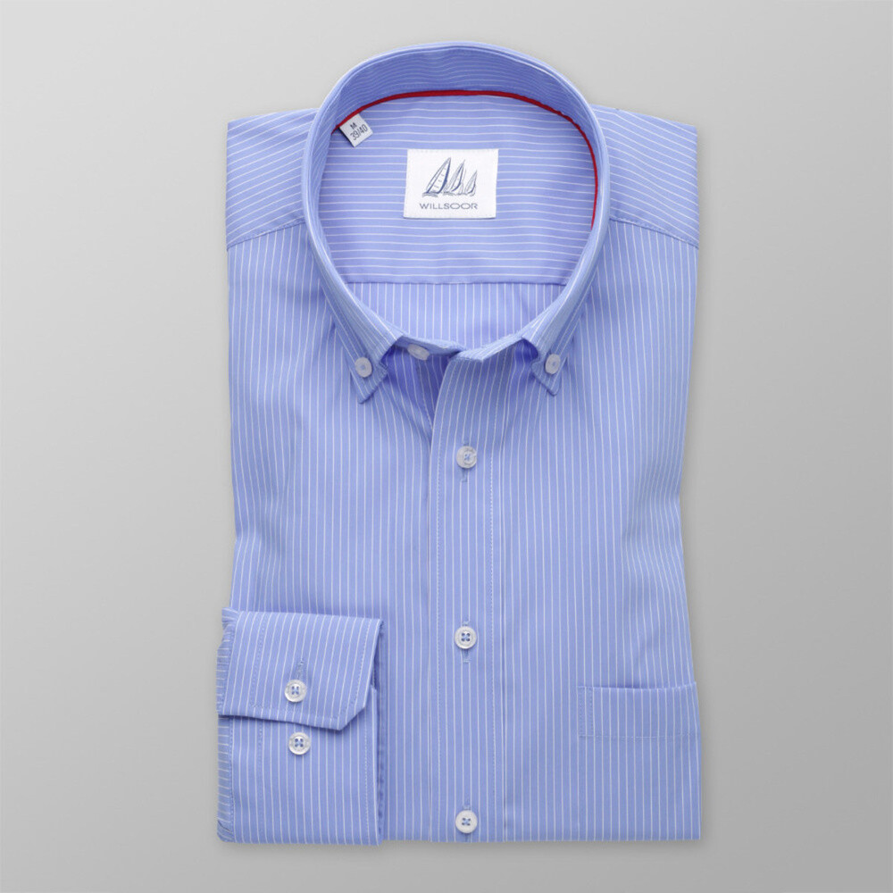 Pánska slim fit košeľa (výška 176-182) 8294 v modré farbe s pásikmi