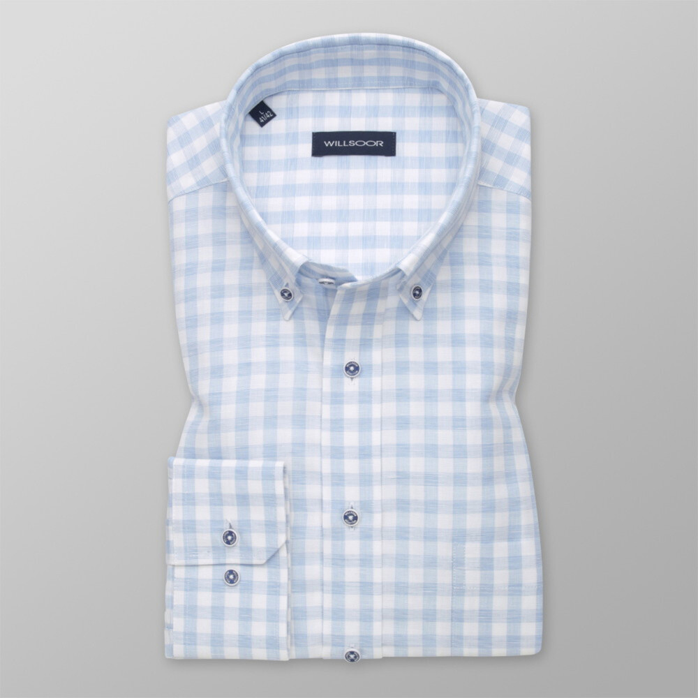 Pánska košeľa klasická so svetlo modro-bielym vzorom 12543