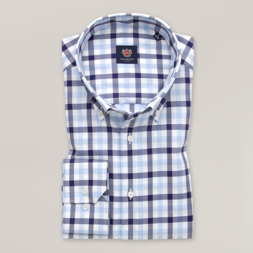 Klasická pánska košeľa svetlomodrá s károvaným vzorom 15177