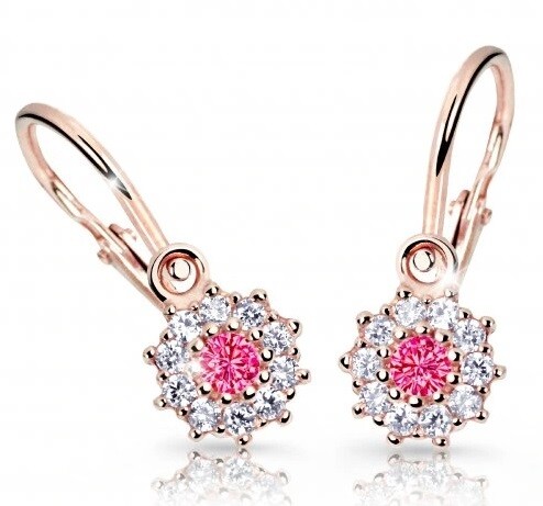 Cutie Jewellery Detské náušnice z ružového zlata C2749-10-X-4 fuchsiová