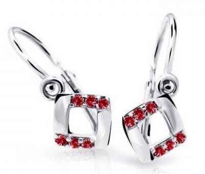 Cutie Jewellery Štvorcové detské náušnice z bieleho zlata C2268-10-X-2 červená