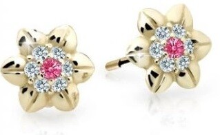 Cutie Jewellery Krásne detské náušnice zo žltého zlata C2202-30-X-1 fuchsiová