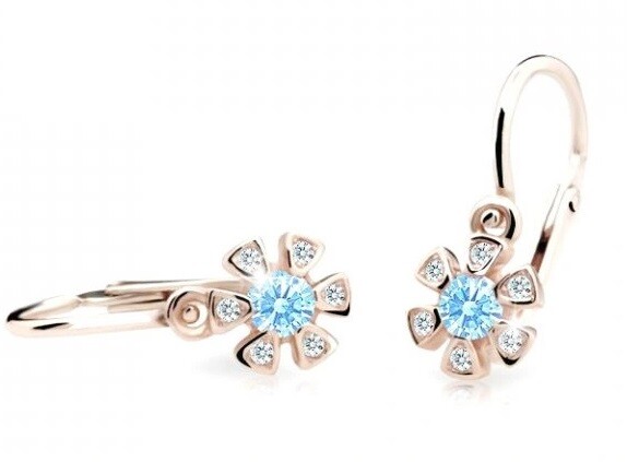 Cutie Jewellery Detské náušnice z ružového zlata C2156-10-X-4 svetlo modrá
