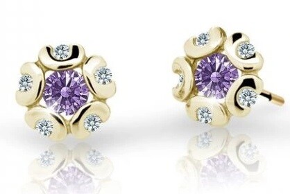 Cutie Jewellery Zlaté detské náušnice C2178-30-X-1 fialová