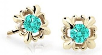 Cutie Jewellery Roztomilé detské náušnice zo žltého zlata C2212-30-X-1 svetlo zelená