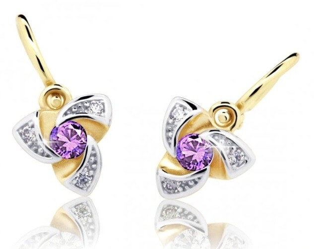 Cutie Jewellery Zlaté detské náušnice C2203-10-X-1 fialová