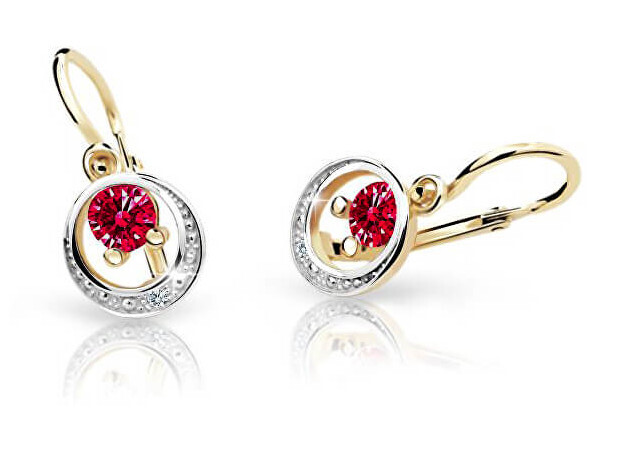 Cutie Jewellery Zlaté detské náušnice C1997-10-X-1 červená