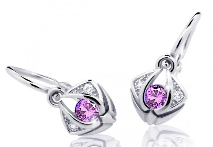 Cutie Jewellery Krásne detské náušnice z bieleho zlata C2217-10-X-2 fialová