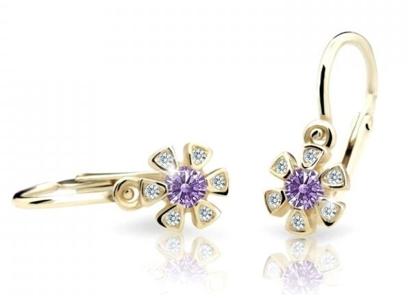 Cutie Jewellery Zlaté detské náušnice C2156-10-X-1 fialová
