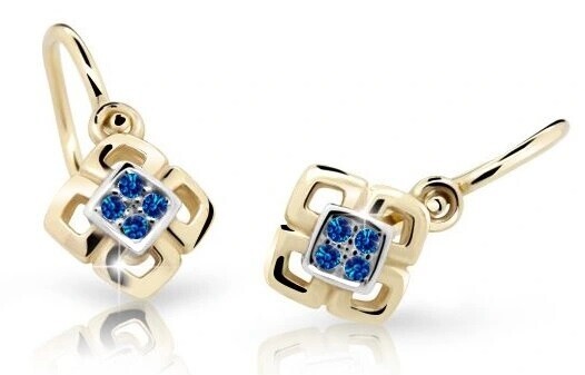Cutie Jewellery Detské bicolor náušnice zo žltého zlata C2240-10-X-1 modrá