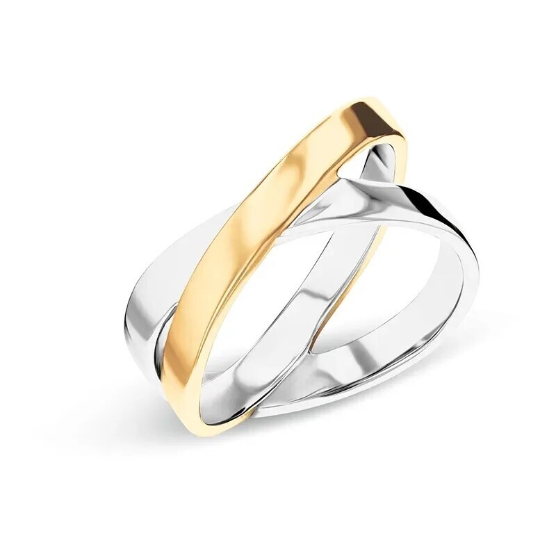 Calvin Klein Štýlový bicolor prsteň z ocele Elliptical 35000854 58 mm