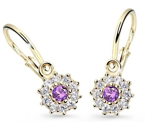 Cutie Jewellery Zlaté detské náušnice C2749-10-X-1 fialová
