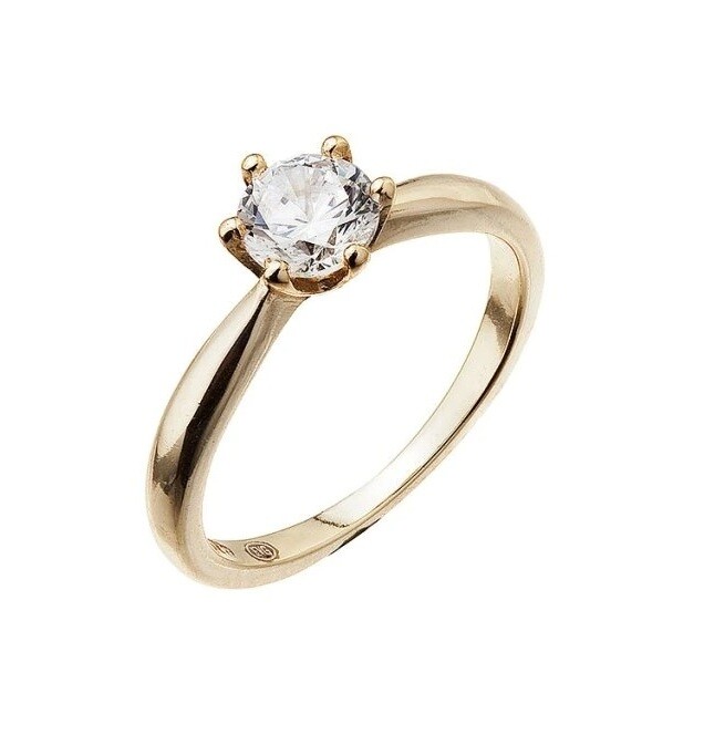 Evolution Group Pozlátený zásnubný prsteň s jemným zirkónom 15014.1 crystal 56 mm
