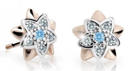 Cutie Jewellery Detské bicolor náušnice z ružového zlata C2210-30-X-4 svetlo modrá