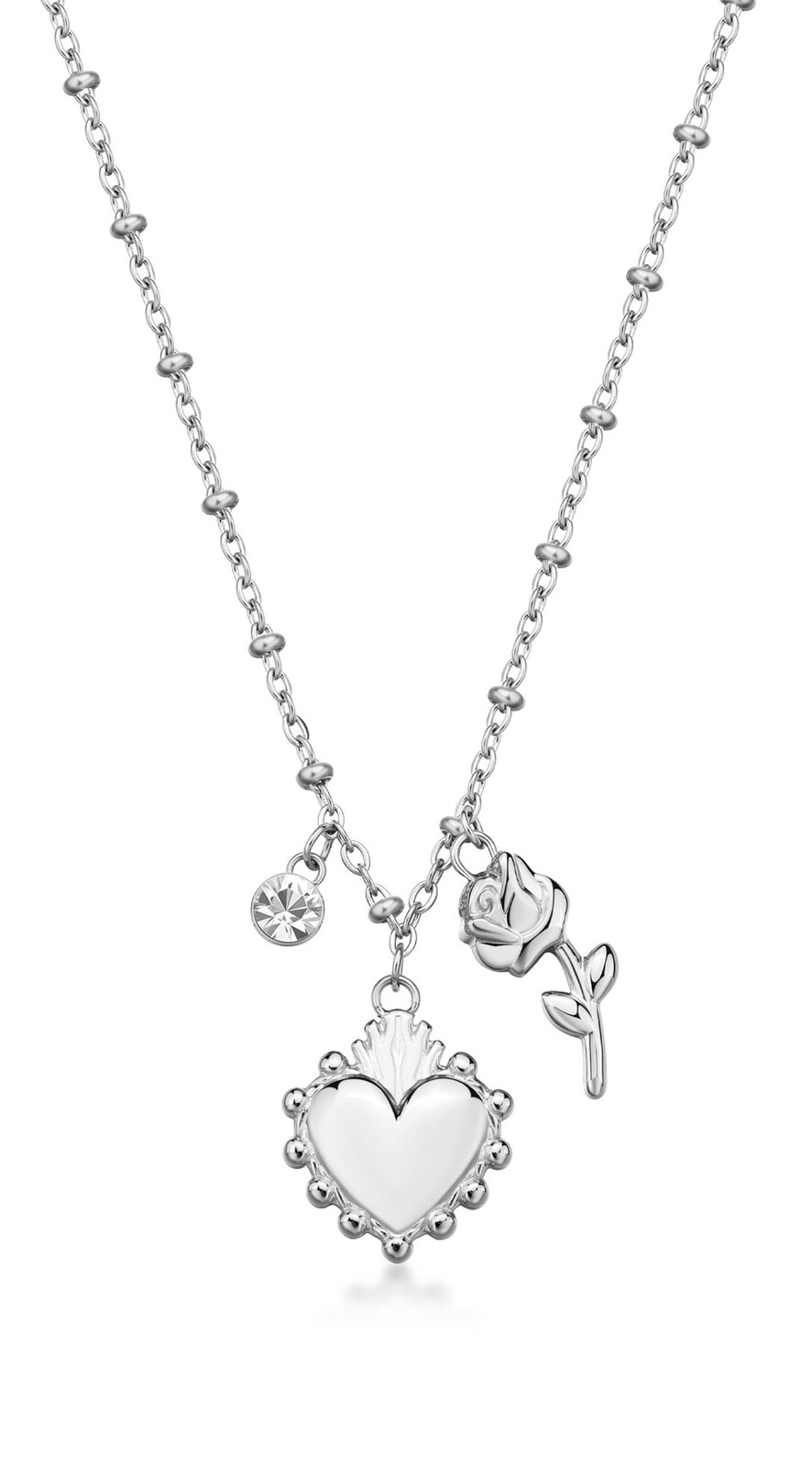 Brosway Krásny oceľový náhrdelník Srdiečko s ružou Chakra BHKN181