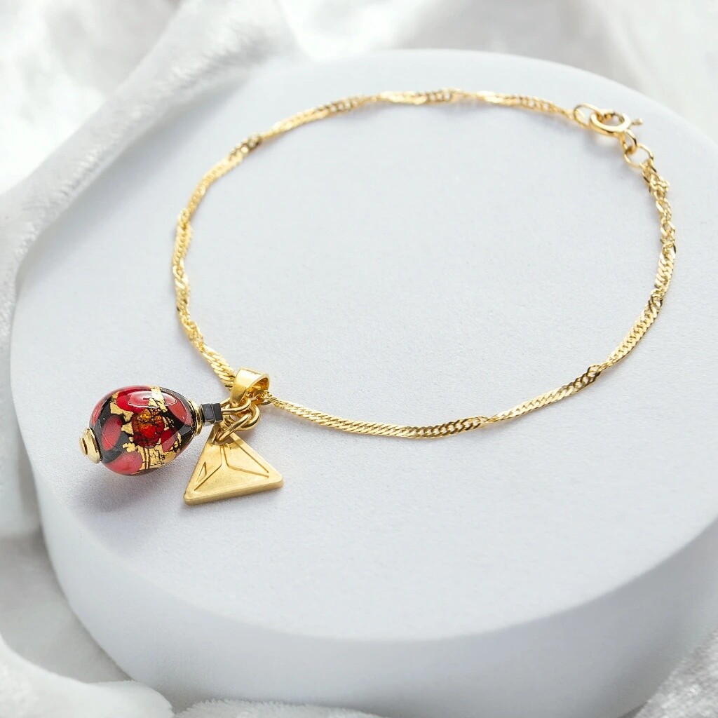 Lampglas Náramok Vermilion Nude s 24-karátovým zlatom BNM2/AG/POZ 19 cm