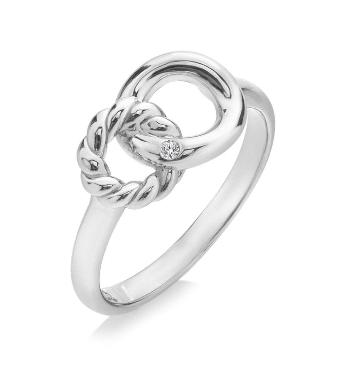 Hot Diamonds Strieborný prsteň s diamantom Prepojené kruhy Willow DR289 54 mm