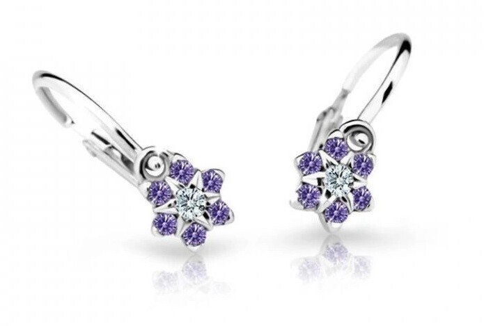 Cutie Jewellery Pôvabné detské náušnice z bieleho zlata C2152-10-X-2 fialová