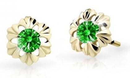 Cutie Jewellery Zlaté detské náušnice C2213-30-X-1 zelená