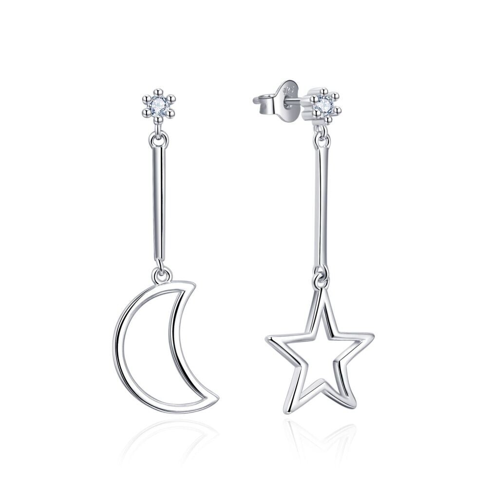 MOISS Krásne strieborné náušnice Mesiac a hviezda E0003789