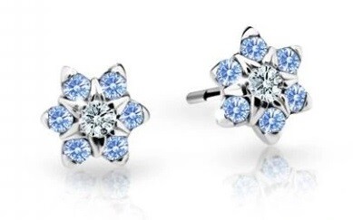 Cutie Jewellery Pôvabné detské náušnice z bieleho zlata C2152-30-X-2 svetlo modrá