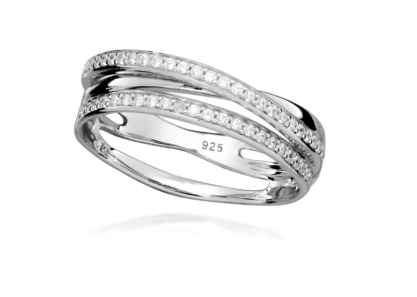 Silver Cat Elegantný strieborný prsteň s kubickými zirkónmi Beauty SC586 60 mm