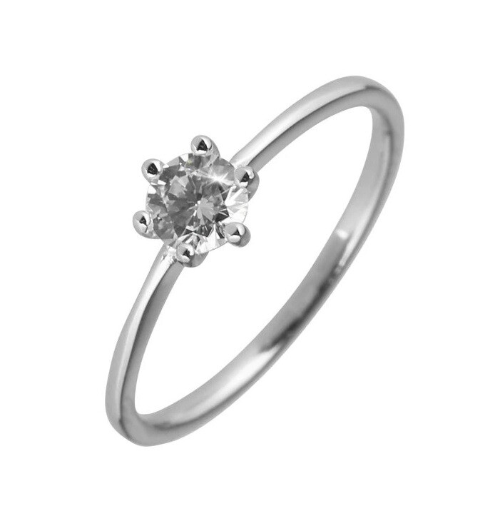 Evolution Group Strieborný zásnubný prsteň s okrúhlym zirkónom 15007.1 crystal 54 mm